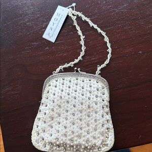 Moyna Ivory Beaded Clutch
